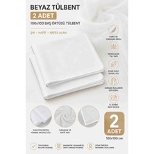 Öztürk Konsept 2 Adet Beyaz Tülbent 100X100 cm Başörtüsü – Ince Tül Kumaş, Hafif, Yumuşak, Günlük Kullanım ve Mevlit Namaz Örtüsü
