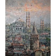 Galeri Atmaca Gri Silüetler, Galata Kulesi ve Turuncu Gökyüzü
