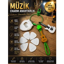 Dinç Spor Müzik Temalı Charm Anahtarlık – Pena Kutulu Gitar Anahtarlık | 6 Farklı Pena Dahil | Müzisyenlere Özel Hediye