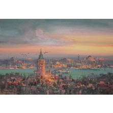Galeri Atmaca Gün Batımı Işıklarında Galata Kulesi ve Tarihi Yarımada
