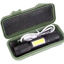 Evimdeyokyok Taktik El Feneri USB Şarj Edilebilir Kamp Feneri Cob Zumlanabilir Mini Taşınabilir El Feneri WS-5454