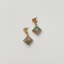 Vesce Atelier Mint Flora El Yapımı Kare Küpe
