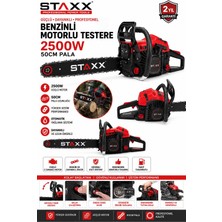 Staxx Power 2500W Benzinli Motorlu Testere 50CM 38 Diş Zincir Ağaç Odun Dal Kesme Makinesi + Balta Hediyeli