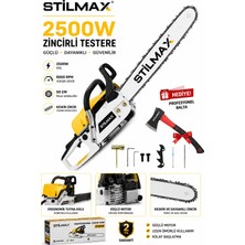 Stilmax 2500W Benzinli Motorlu Testere 50 cm Ağaç Odun Dal Kesme Makinesi + Profesyonel Balta Hediyeli