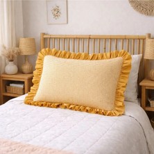 Mundo Lindo Fırfırlı Yastık Kılıfı Pötikare Desen Düz Renk Kenar Detaylı Tek Kişilik 50X70 cm