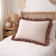 Mundo Lindo Fırfırlı Yastık Kılıfı Pötikare Desen Düz Renk Kenar Detaylı Tek Kişilik 50X70 cm