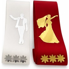 Berrina Kırmızı Beyaz Gelin Damat Takı Kurdele / Düğün Nişan Takı Kemeri