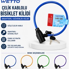 Anahtarlı Bisiklet Kilidi Çelik Halat Üzeri Silikon Kaplamalı 1 Adet (Siyah-Kırmızı-Mavi)