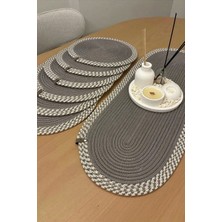 Comfort Craft Jüt Hasır Runner Supla Seti 7 Parça - 30X80 cm Oval Yıkanabilir Amerikan Servis Masa Örtüsü Takımı