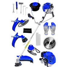 Schatz 5.9 Hp Yan Tipi Benzinli Motorlu Ot Çalı Çim Biçme Tırpanı 11000RPM Mavi + Canavar Başlık