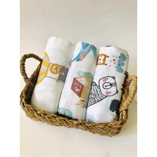 3 Adet 110x110  Çok Amaçlı Müslin Bezi Örtü Battaniye