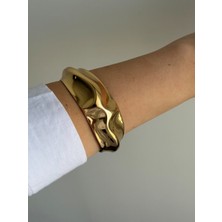 Owentis Gold Asimetrik Bold Modern Schwyz Bilezik -Kararma Yapmaz-