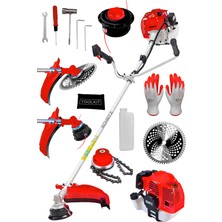 Schatz 5.9 Hp Yan Tipi Benzinli Motorlu Ot Çalı Çim Biçme Tırpanı 11000RPM Kırmızı + Canavar Başlık