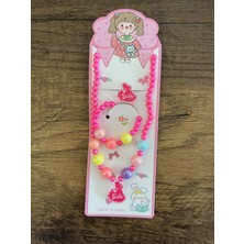 Gülümse Gel Kız Çocuk Renkli Boncuk Kolye Bileklik Yüzük Seti