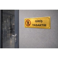 Outdoor One Giriş Yasaktır Gold Metal Kapı Uyarı Levhası 7x20 cm – Yetkisiz Alan