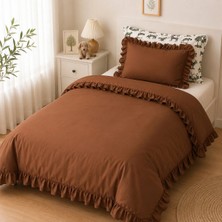 Mundo Lindo Fırfırlı Nevresim Takımı Boho Brown Tek Kişilik 2 Parça 160 x 220 cm