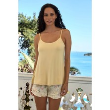 Lovely Things Celeste Örme Ip Askılı Atlet Biyeli Pijama Üstü - Hardal