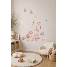 KutuTR Tavşan ve Mantar Temalı Çocuk Odası Duvar Stickerı – 50X100 cm