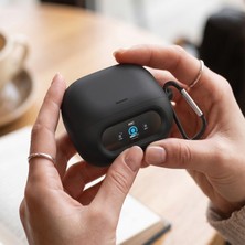 Caseonn Anker Soundcore Liberty 5 Pro Kılıf Askı Aparatlı Mat Silikon Siyah