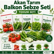 Akan Tarım Balkon Hobi Sebze Tohumu Seti - Domates Biber Salatalık Marul Maydanoz