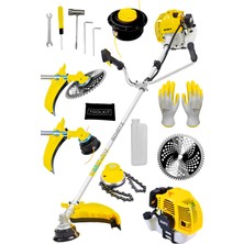 Schatz 5.9 Hp Yan Tipi Benzinli Motorlu Ot Çalı Çim Biçme Tırpanı 11000RPM Sarı + Canavar Başlık