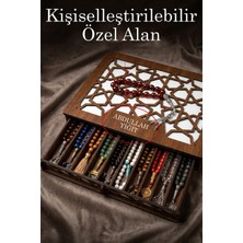 KutuTR Kişiselleştirilebilir Ahşap Tesbih Kutusu Tek Katlı– Isim Yazılı Tesbih (Ince Tesbihler Için Ideal) Saklama Kutusu – 27X21 cm