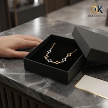 316L Paslanmaz Çelik Çift Renk Gold Silver Yonca Figürlü Kadın Bileklik