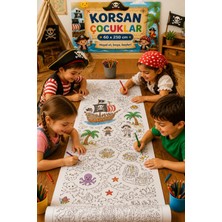 KutuTR Korsan Çocuklar Dev Aktivite Boyama Rulosu 60X250 cm Eğitici Boyama Posteri