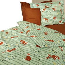 Mundo Lindo Little Foxes %100 Doğal Pamuk Tek Kişilik Nevresim Seti 2 Parça 160 x 220 cm