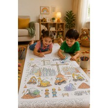 KutuTR Inşaat Dev Aktivite Boyama Rulosu 60X250 cm Eğitici Çocuk Boyama Posteri