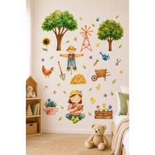 KutuTR Çiftlik Temalı Çocuk Odası Duvar Stickerı 50X100 cm Folyo Baskı Dekoratif Duvar Süsü