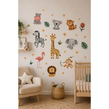 KutuTR Safari Hayvanları Çocuk Odası Duvar Sticker Seti – 50X100 cm