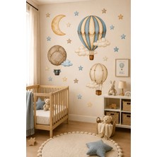 KutuTR Sıcak Hava Balonu Temalı Çocuk Odası Duvar Stickerı 50X100 cm Dekoratif Folyo Baskı