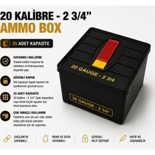 Memania Co 20 Kalibre 2-3/4 Fişek Saklama Kutusu – 25’li Dayanıklı Ammo Box 20 Kalibre  Siyah