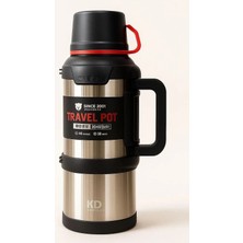 NEVVALİFE Travel Pot Çelik Termos 4 Litre 48 Saat Sıcak Soğuk Dağcı Termos Nevvalife Travel Pot Gümüş Kamp Termos Aile Boyu Büyük Termos