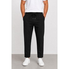 Yazı Keten Erkek Beli Bağlamalı Casual Jogger Pantolon 7734