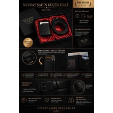 Nevzat Şahin Küçüktilki EST 1987 Premium Seri Erkek Kemer ve Otomatik Mekanizma Kartlık Cüzdan  Şık Tasarımlı Kutu