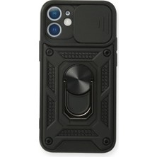 Ata Store Iphone 12 Mini Kılıf Pars Lens Yüzüklü Silikon - Siyah