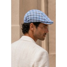 Külah Capri Check Keten Dokulu Slim Fit Kasket – Flat Cap | Riviera Collection