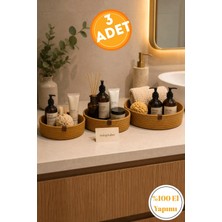 Risingmaber Sarı El Yapımı Tres Kordon Organizer 3lü Sepet Seti Mutfak ve Banyo Düzenleyici MC6S