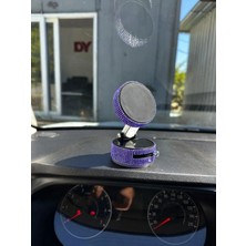 Işıltı Design Kadınlara Özel Kristal Taşlı Mor Lila Araç Telefon Tutacağı Oto Telefon Tutucu