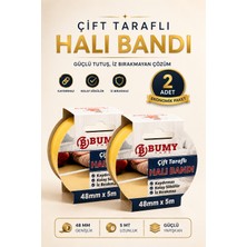 Bumy 2 Adet Çift Taraflı Halı Bandı 48 mm x 5 M Kaydırmaz Halı Sabitleme Bandı İz Bırakmayan Güçlü Yapışkan