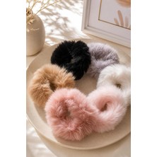 Ka Art Gallery 6'iı Karışık Renkli Tüylü Peluş Simit Toka. 8 Cm. Kadın Toka. Kadın Simit Toka. Peluş Toka. Sevimli Toka. Lastik Toka