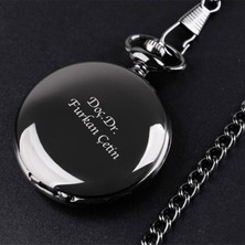 Keyfim Shop Kişiye Özel Retro Vintage Siyah Renkli Köstekli Cep Saati