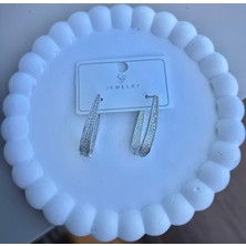 Nilonya Aksesuar 14K Altın Kaplama Silver Zirkon Taşlı Küpe