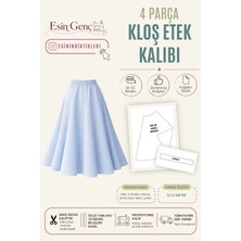 4 Parça Kloş Etek Kalıbı | 36-52 Beden | Kağıt Baskı | Profesyonel Dikiş Kalıbı