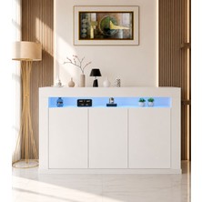 Adalımodules LED Aydınlatmalı Modern Konsol | Kapaklı Çok Gözlü Depolama Ünitesi | Salon ve Yemek Odası Için Şık Büfe
