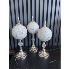 Volix Dizayn Lüks Küre 3'lü Set - Modern Gümüş Ev Aksesuarı Hediyelik Konsol Objeleri