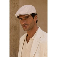 Külah Sorrento Sand Keten Dokulu Slim Fit Kasket – Flat Cap | Riviera Collection