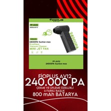 Fioplus FP-AV12 24.000 Pa Mini Jet Fan Kablosuz Brushless El Süpürgesi | Ultra Güçlü Çekiş 3 Kademeli Güç